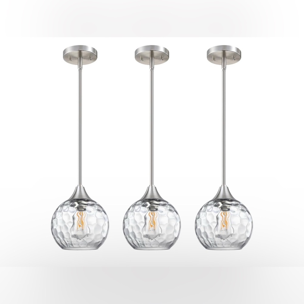 3 Pack Mini Pendant Lighting Brushed Nickel Finish